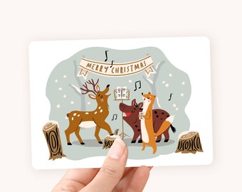 Christmas card A6 - Forest Animals - greeting card / postcard