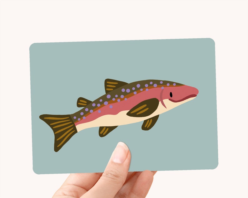 Postcard A6 Salmon Card for kids and animal lovers image 1