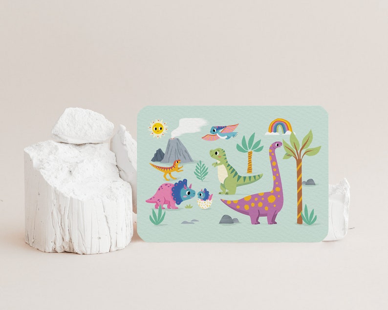 Cartolina Dinoland - Biglietto con Dino's A6 - Biglietto perfetto per i bambini! Include busta kraft immagine 2