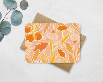 Postcard Flowers - Card with floral pattern A6 - Get Well Soon, Birthday, Friendship, Say Hi