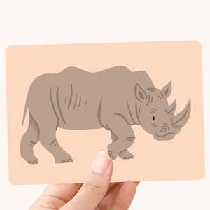 Postkaart Neushoorn - Leuke kaart voor kids en dierenliefhebbers!