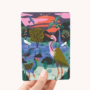 Kaart Vogelreservaat Cambodja - Postkaart / Ansichtkaart Azië Natuur - Vogels Illustratie
