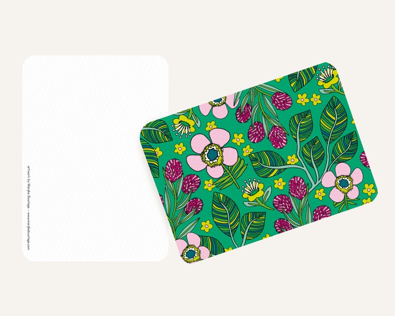 Postcard Flowers Green Card with floral pattern A6 Get Well Soon, Birthday, Friendship, Say Hi image 4