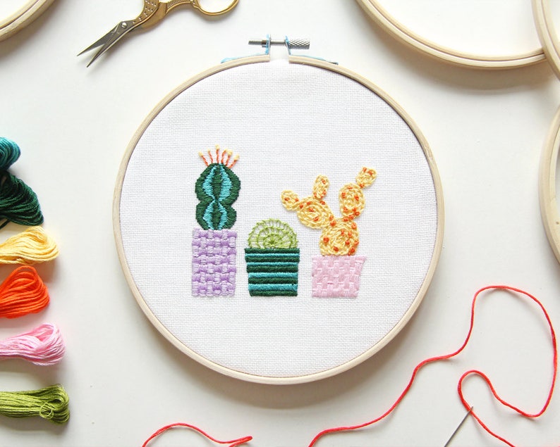 DIY Borduurpakket 1 Cactus door Stitchy Friday Het perfecte cadeau voor DIY liefhebbers DIY kit afbeelding 6