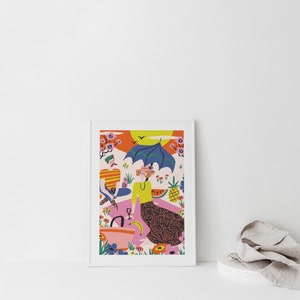 Poster Romantic Picnic A3 print A4 poster cute gift for her love poster romantic print in love picnic print I love you poster image 4