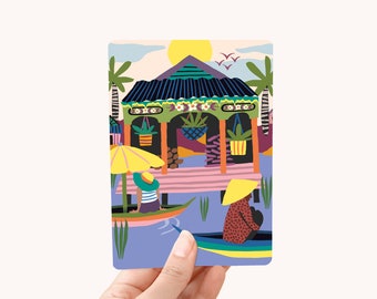 Card A6 - Water Village Cambodia - greeting card / postcard - digital print - greeting cards set Marijke Buurlage postcard set greeting set