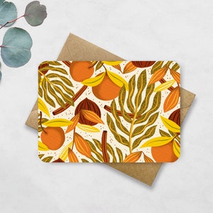 Postcard Coconut and Cinnamon - Card with jungle leaves and plants pattern A6 - Get Well Soon, Birthday, Friendship, Say Hi