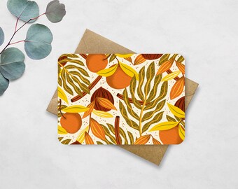 Postcard Coconut and Cinnamon - Card with jungle leaves and plants pattern A6 - Get Well Soon, Birthday, Friendship, Say Hi