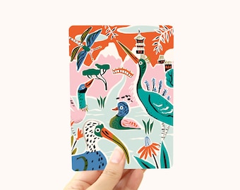 Card A6 - Japanese Lake - greeting card / postcard