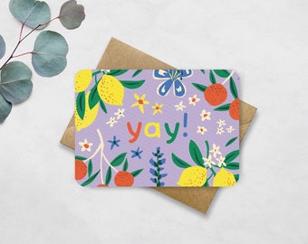 Postcard Party Quote - Yay Card A6 - Greeting Card Birthday, New Job, New Home, or for Graduating