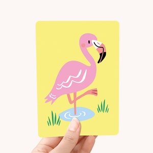 Postkaart Flamingo - Roze Vogel Ansichtkaart - Leuk voor kids!