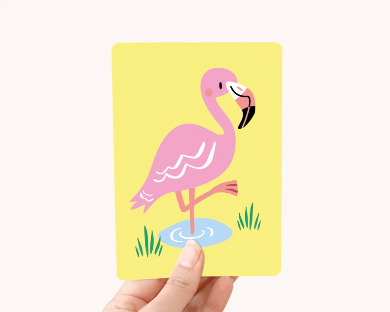 Postcard A6 Flamingo Greeting Card for kids image 1