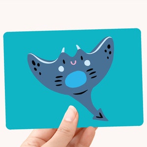 Carte Stingray - Ocean Animals Illustration - Carte postale / Carte postale A6 pour enfants
