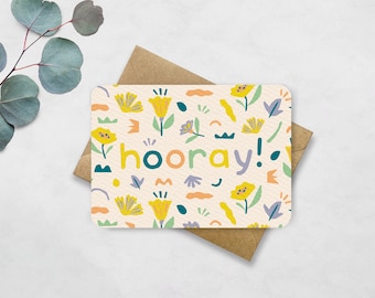 Postcard Party Quote - Hooray Card A6 - Greeting Card Birthday, New Job, New Home, or for Graduating
