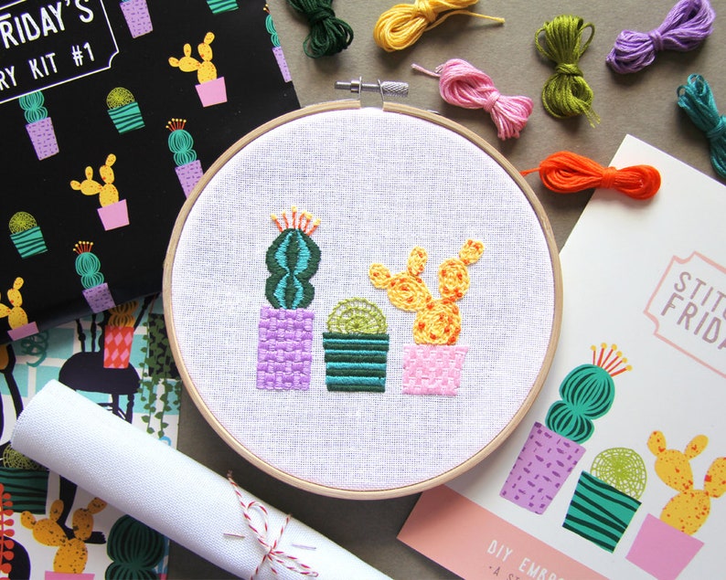 DIY Embroidery Kit 1 Cactus by Stitchy Friday The perfect gift for DIY lovers image 1