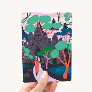 Kaart Angkor Wat Cambodja - Postkaart / Ansichtkaart Tempels - Monnik illustratie