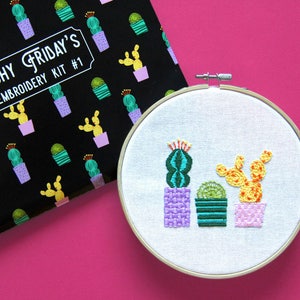 DIY Borduurpakket 1 Cactus door Stitchy Friday Het perfecte cadeau voor DIY liefhebbers DIY kit afbeelding 5