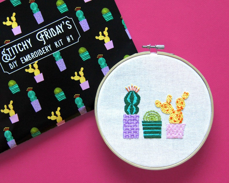 DIY Borduurpakket 1 Cactus door Stitchy Friday Het perfecte cadeau voor DIY liefhebbers DIY kit afbeelding 5