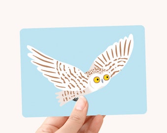 Postcard A6 Snowy Owl - Card for kids and animal lovers