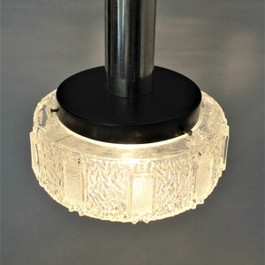 Vintage 70s Modernist Glass Pendant Ceiling Lamp Chrome Black