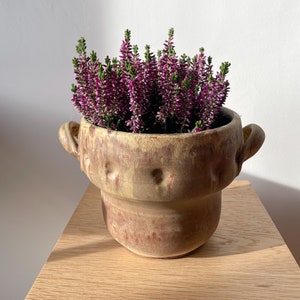 Vintage Wabisabi Ceramic Planter Hand Made Neutral Earth Tones Natural Clay Raw flower Pot 1960s 1970s
