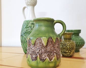 Vintage mid century handled vase pitcher West german pottery dumler breiden