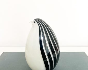 Vintage Elegant Vintage Murano Glass Penguin – Black & White Handcrafted Art Seguso