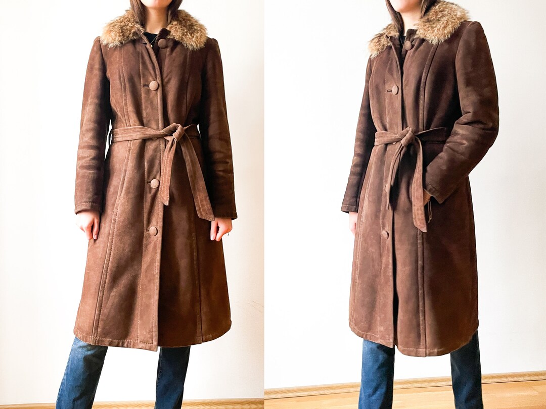 70’s Orange Brushed Suede Leather Shearling Coat by A Robert Lewis main image 1