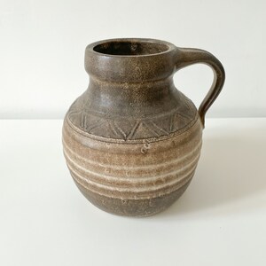 Vintage Rustic Pitcher in Brown Tones Wabi Sabi West German Pottery Handmade Marked Signed Studio Pottery