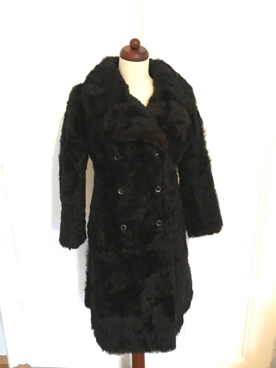 Vintage Princess Cut Lamb Fur Coat Black