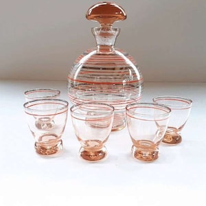 Vintage Art Deco Liqueur Set Rosalinglass Set decanter glasses
