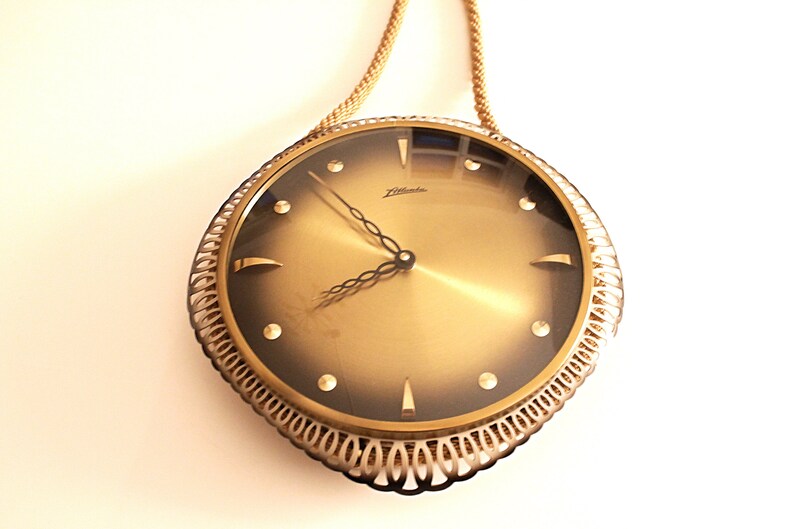 ATLANTA Pendant Clock West German Wall Clock Brass Starburst Etsy