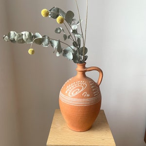 Vintage Rustic Country Terracotta Vessel / Antique Jug / Wabi Sabi Vase / Old Clay Unglazed Vase