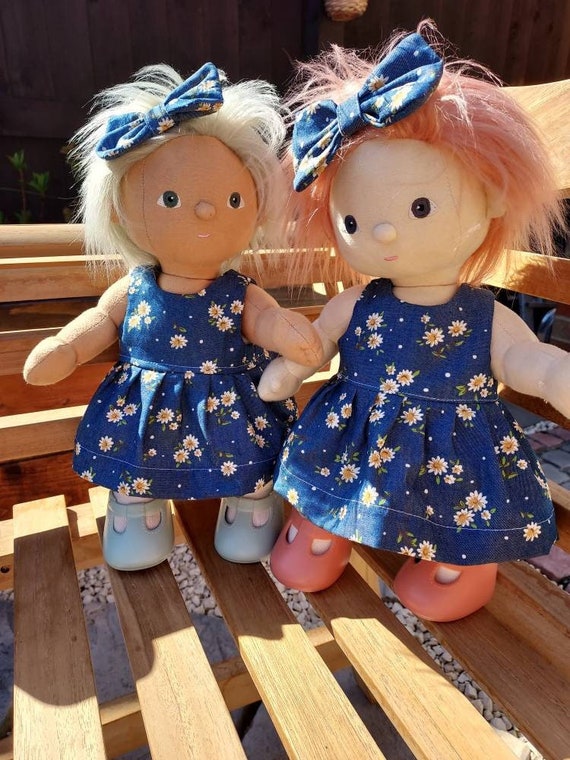Bespoke Dinkum Doll Clothes Dress in Denim Daisy Fabrics Etsy
