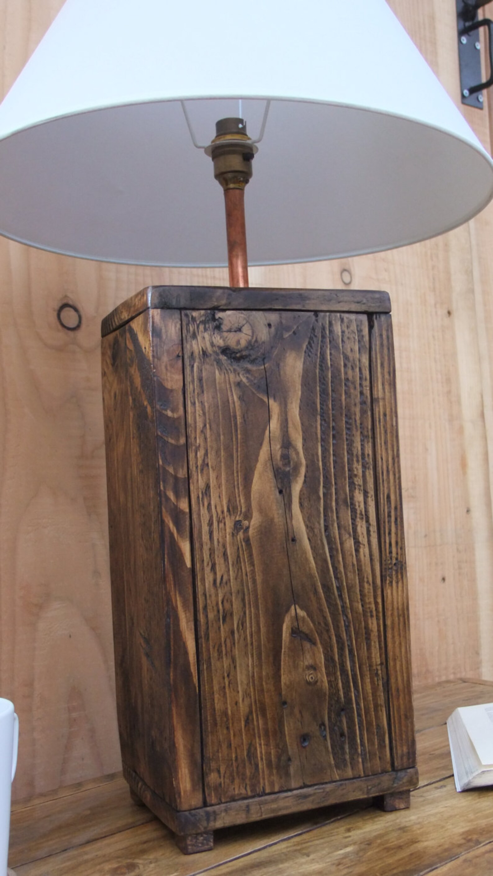 Tall Rustic Wood Lamp Base / Chunky Reclaimed Wood Lamp Made Etsy