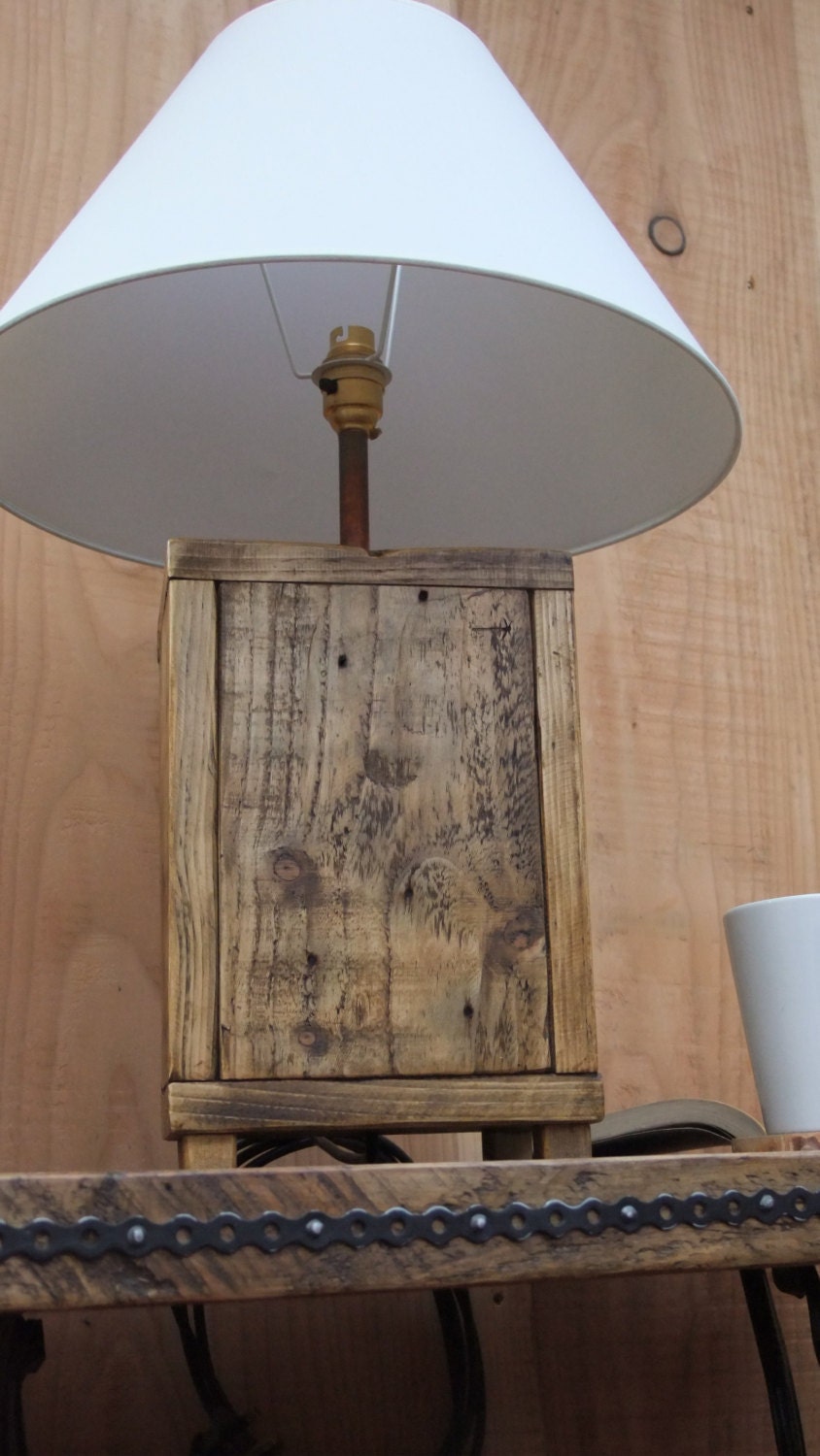 Rustic Wood Lamp Base Made From Reclaimed Pallet Wood Etsy