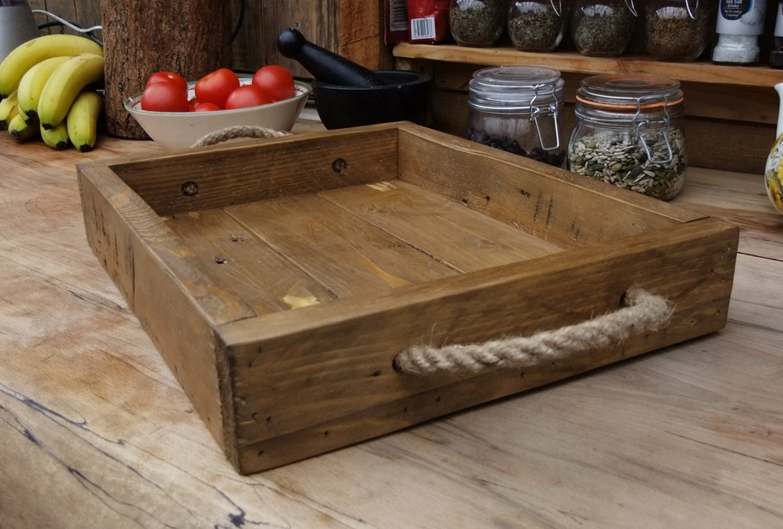 Rustic Breakfast Tray / Handmade Wooden Tray Pallet Wood Etsy UK