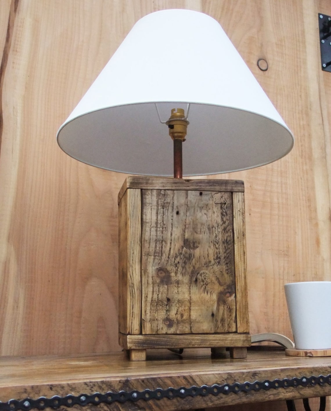 Rustic Wood Lamp Base Made From Reclaimed Pallet Wood Etsy
