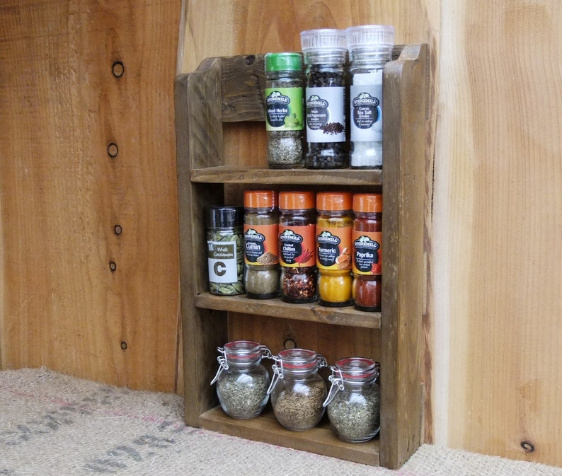Rustic Spice Shelf / Kitchen Spice Rack / Herb Cabinet ...