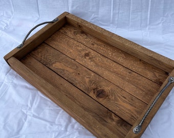Rustic Breakfast Tray / Handmade Wooden Tray - Pallet Wood tray- 3 Finishes - Medium oak / Dark oak / Natural.