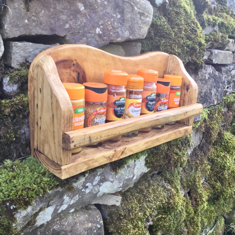 Handmade spice rack made from reclaimed wood / Chunky Wooden Etsy