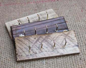 Rustic Key Hook Made From Reclaimed Wood - 3 Finishes Available.
