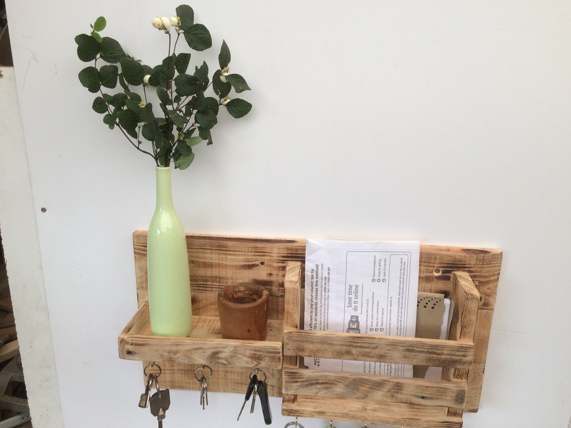 Rustic Key Hook Shelf Etsy
