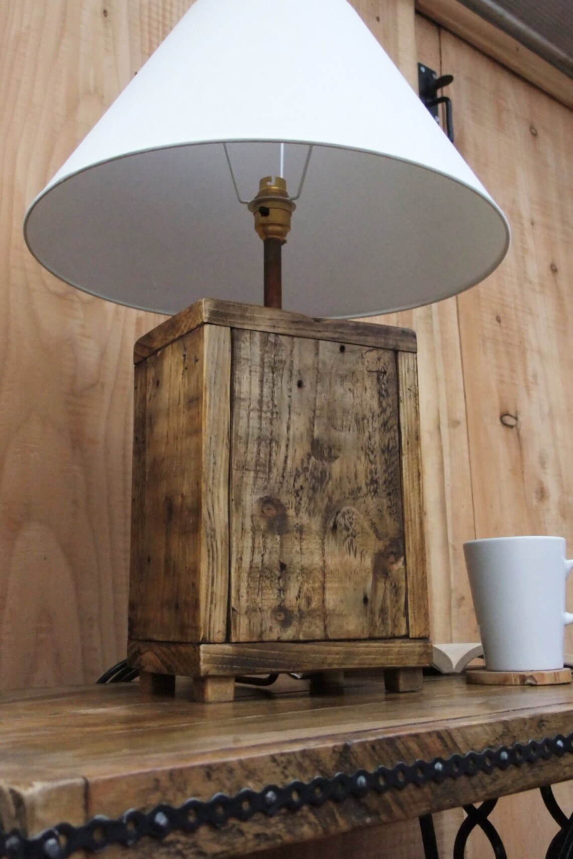 Rustic Wood Lamp Base Made From Reclaimed Pallet Wood Etsy