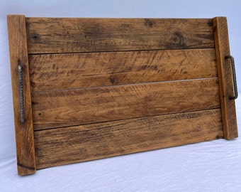 Rustic Breakfast Tray / Handmade Wooden Tray - Pallet Wood tray- 3 Finishes - Medium oak / Dark oak / Natural.