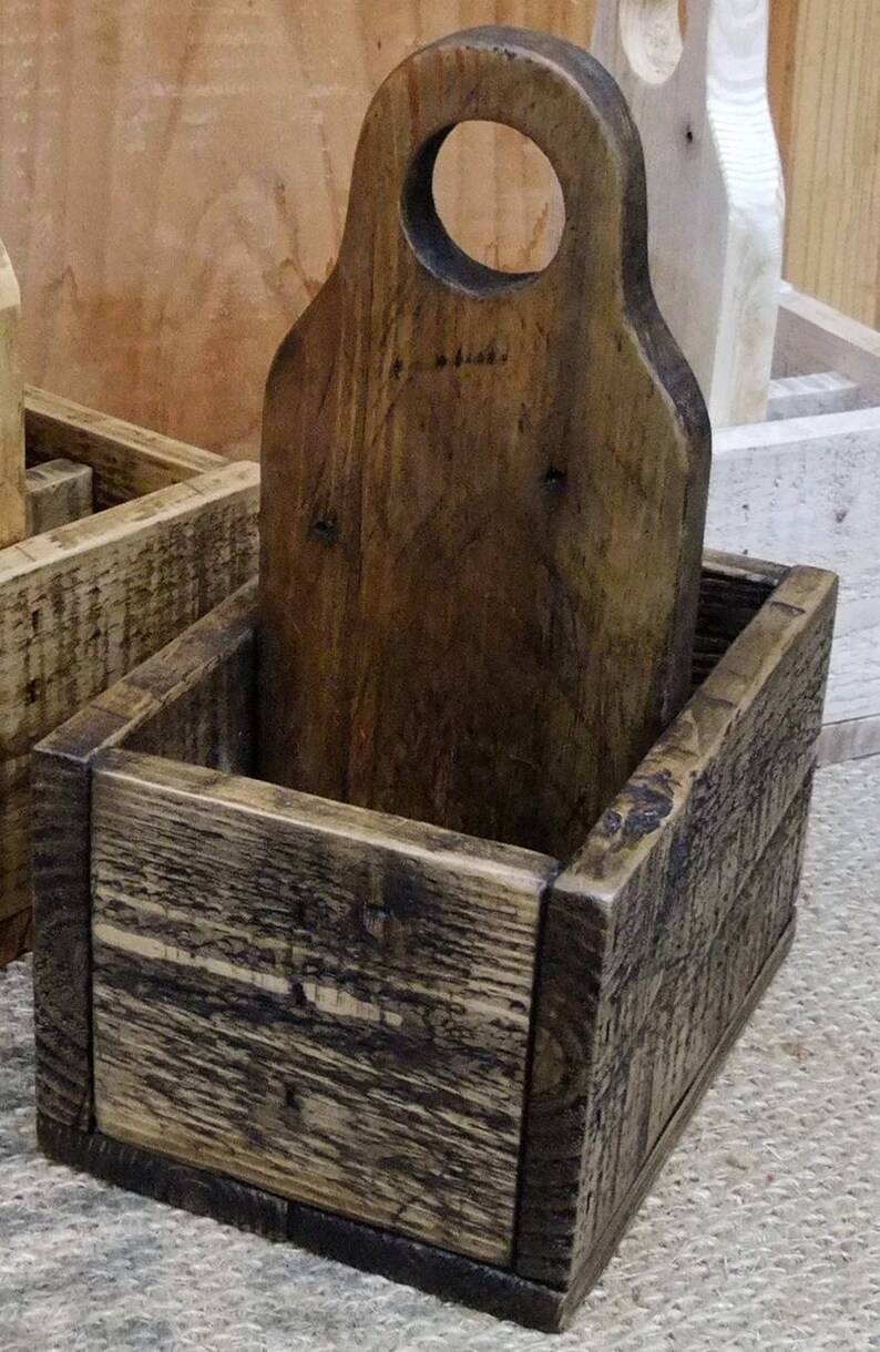 Rustic Cutlery Caddy / Holder Condiment Holder reclaimed Etsy UK