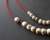 CUTE red and white handmade MOTHER DAUGHTER jewelry set decorated with gold