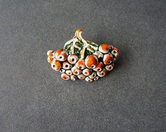 Rowan berry bunch brooch, mountain ash jewelry, protection amulet