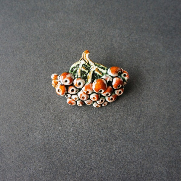 Rowan berry bunch brooch, mountain ash jewelry, protection amulet