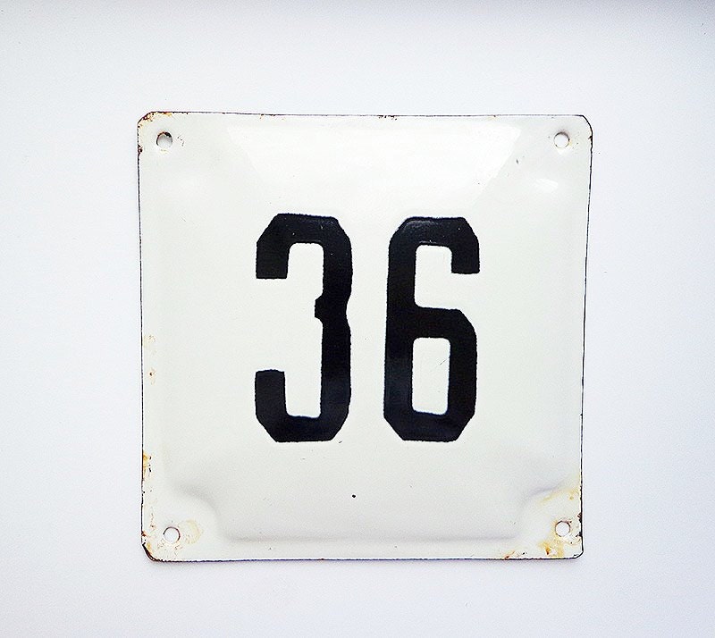 Old retro metal house building number plate plaque sign 48 USSR made